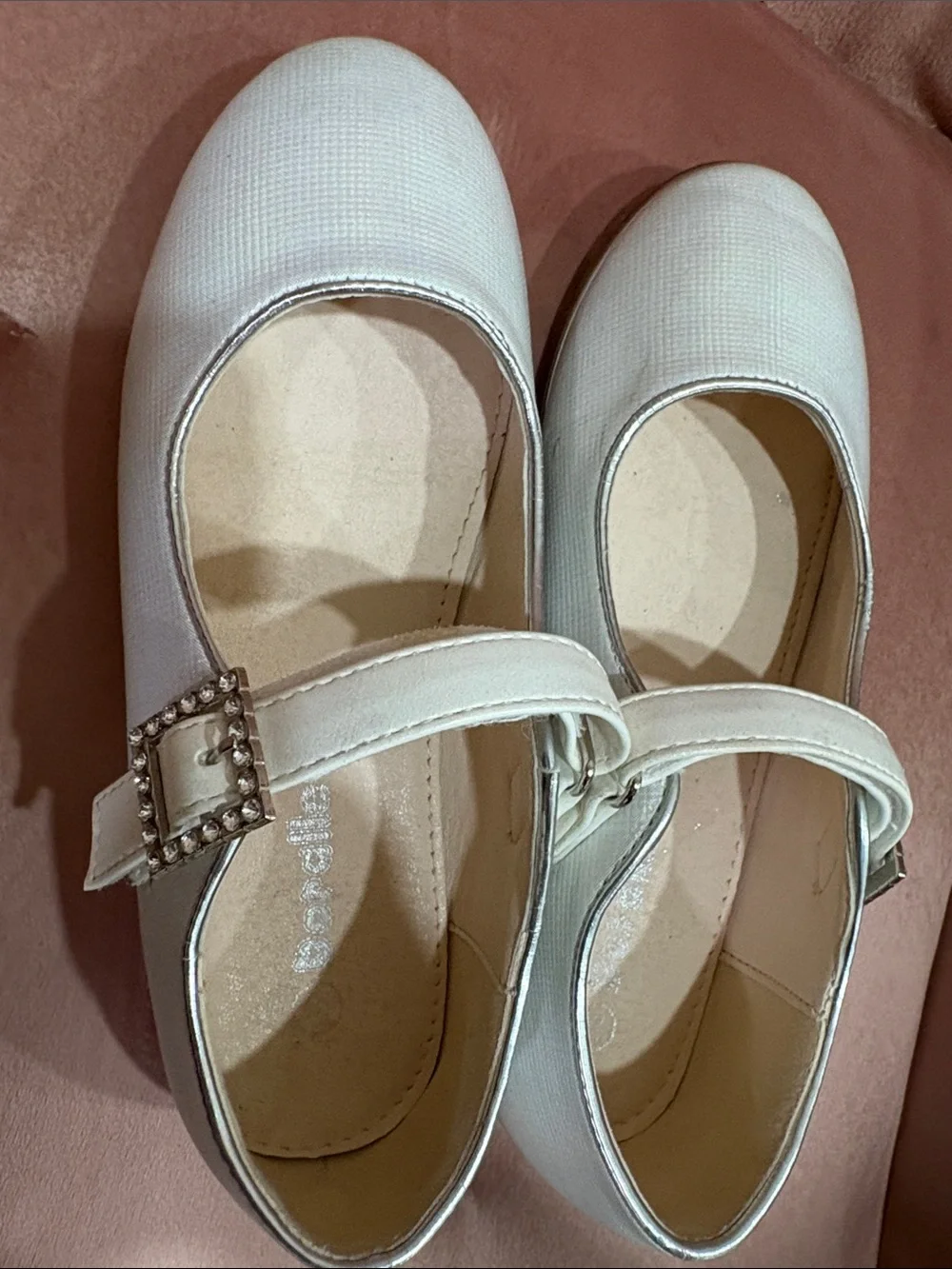 Doralle Italian Ivory Mary Jane Flats with Rhinestone Buckle 32 1
